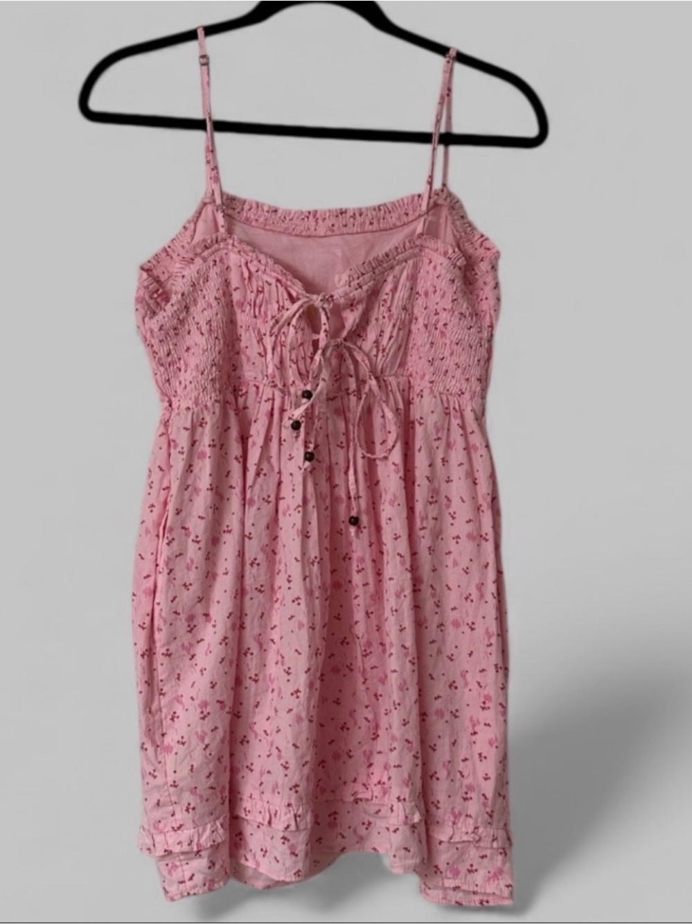 Free People 100% Cotton Gabby Pink & Red Cherry Mini Dress - Picture 4 of 9